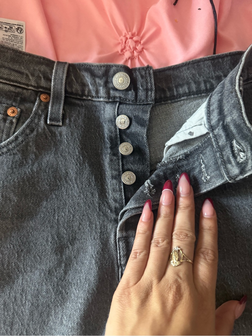 Levi's Gray High-Waist Button-Fly Shorts